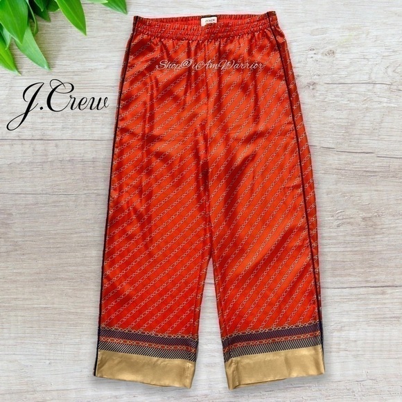 J.Crew Collection NWOT sunset silk chain print blouse + crop pant set - Picture 12 of 15